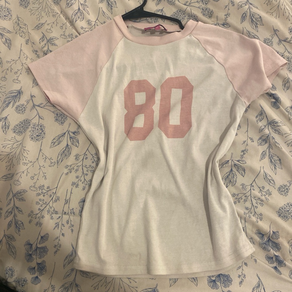 Edikted Pink and White Short Sleeve Tee
